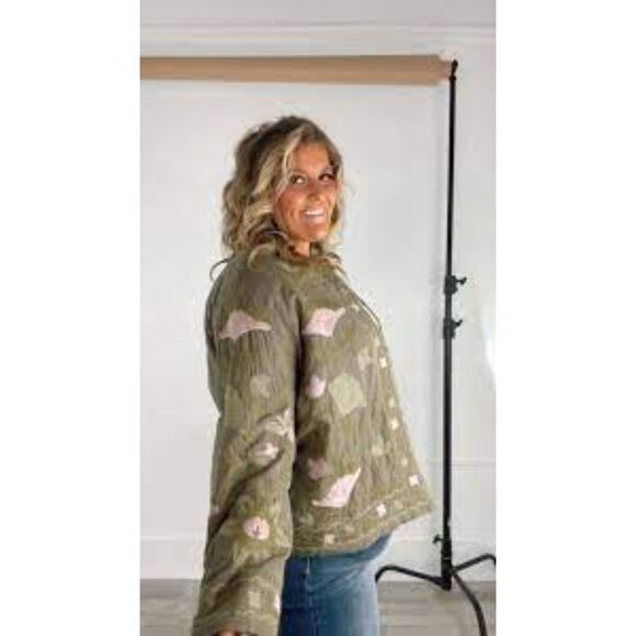POLAGRAM Flourish Floral Embroidered Jacket, Olive/Blush, NWT! 3X - Picture 6 of 11